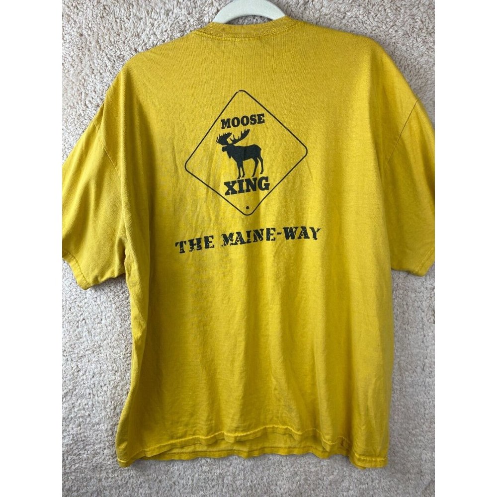 Moose Crossing The Maine Way Men's Sz XL Yellow Short Sleeve T-Shirt - Picture 8 of 12